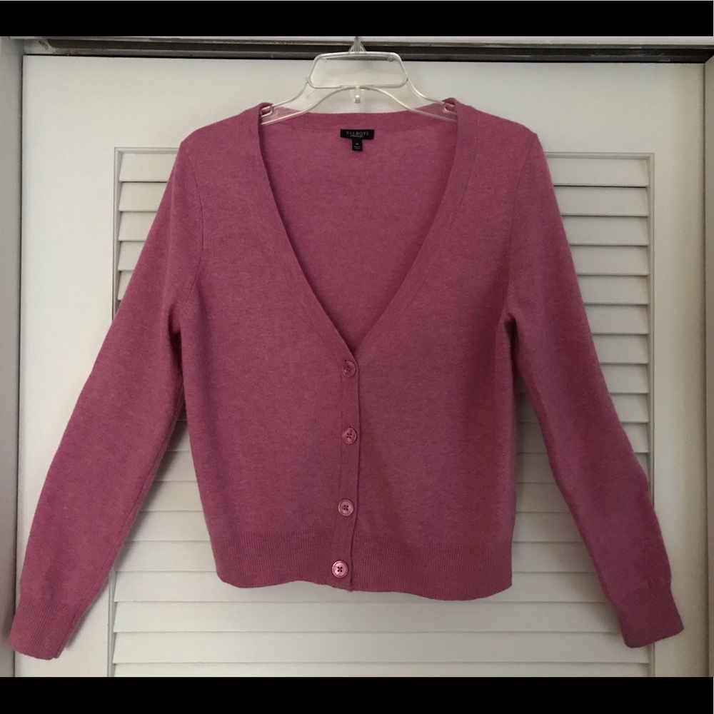 Raspberry cardigan sweater